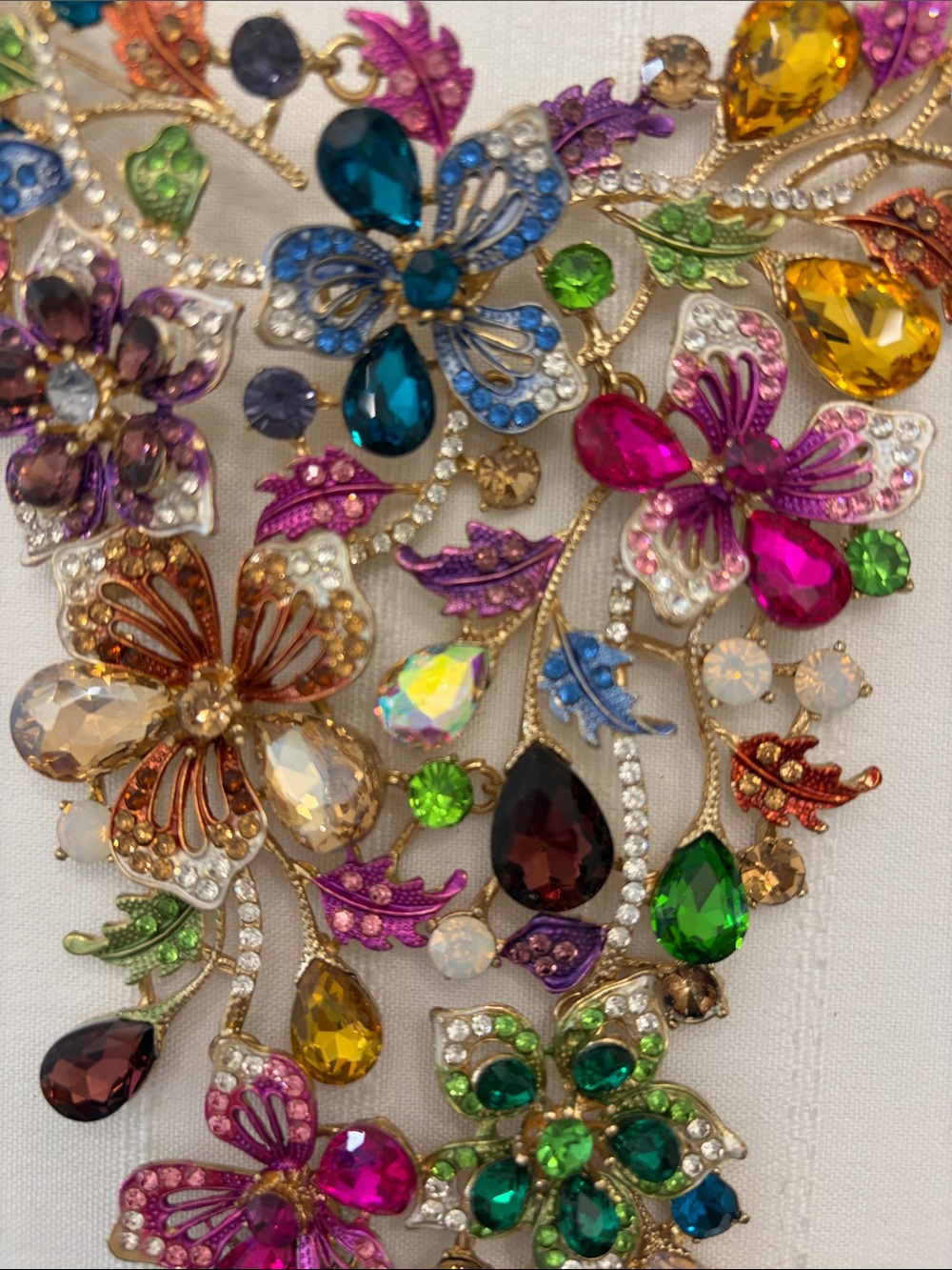 Christian Siriano Multicolor Crystal Floral Bib Necklace - Picture 2 of 4